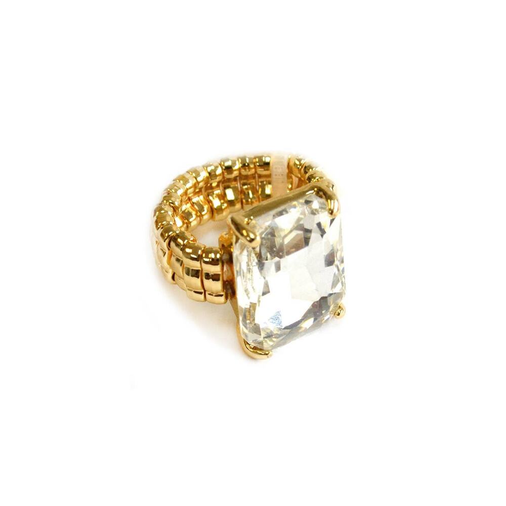 Dopamine Rectangular Glass Cocktail Stretch Adjustable Ring - Picture 10 of 16